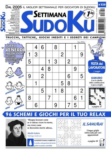 Settimana Sudoku – 28 aprile 2021 Cover