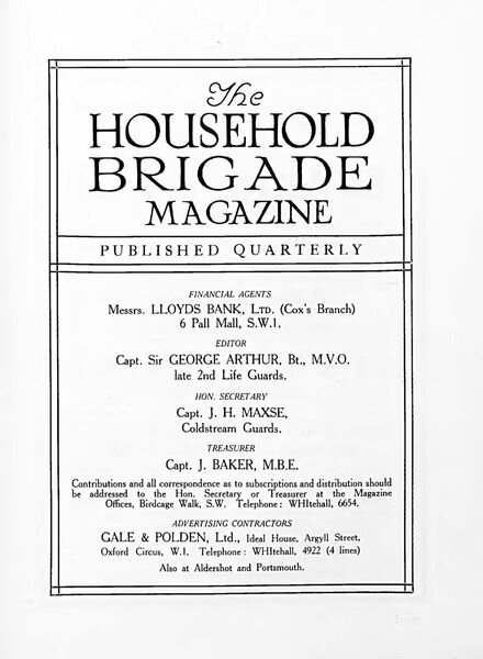 The Guards Magazine – Winter 1936 Cover