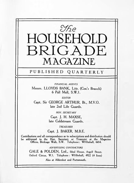 The Guards Magazine – Winter 1937 Cover