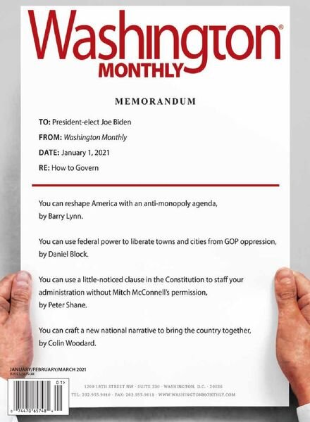 Washington Monthly – January February March 2021 Cover