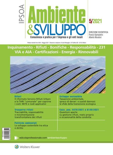 Ambiente & sviluppo – Maggio 2021 Cover