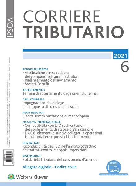 Corriere Tributario – Giugno 2021 Cover