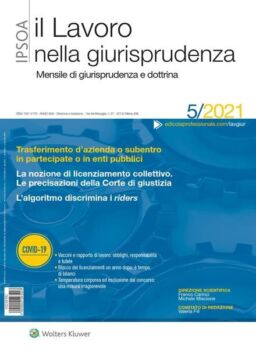 Il lavoro nella giurisprudenza – Maggio 2021