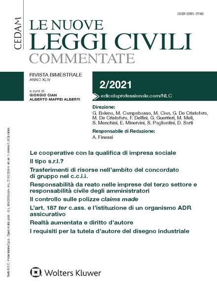 Le Nuove Leggi Civili Commentate – Marzo-Aprile 2021 Cover