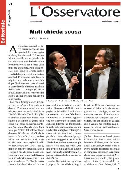 L’Osservatore – 22 maggio 2021 Cover