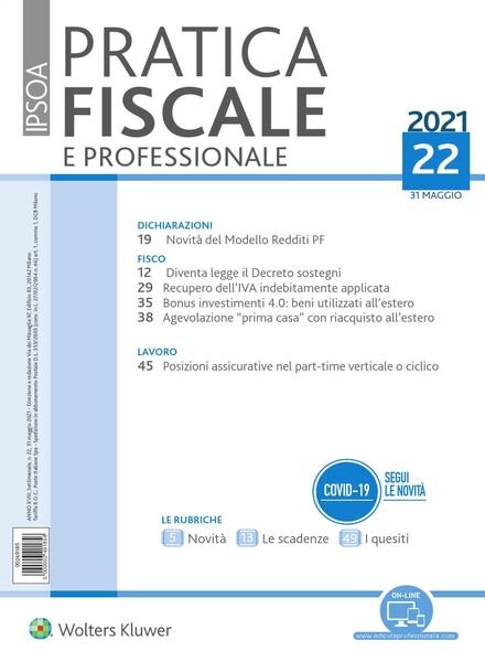 Pratica Fiscale e Professionale – 31 Maggio 2021 Cover