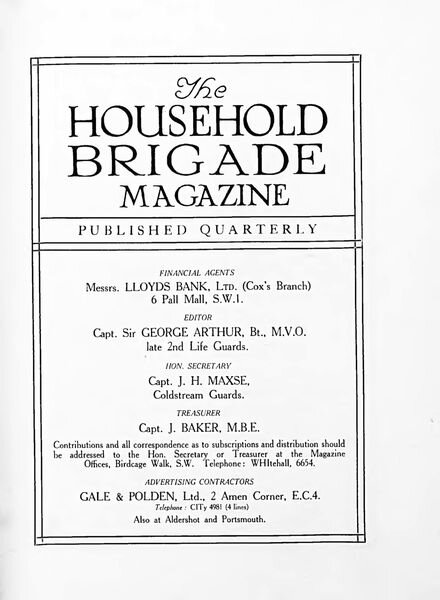 The Guards Magazine – Autumn 1936 Cover