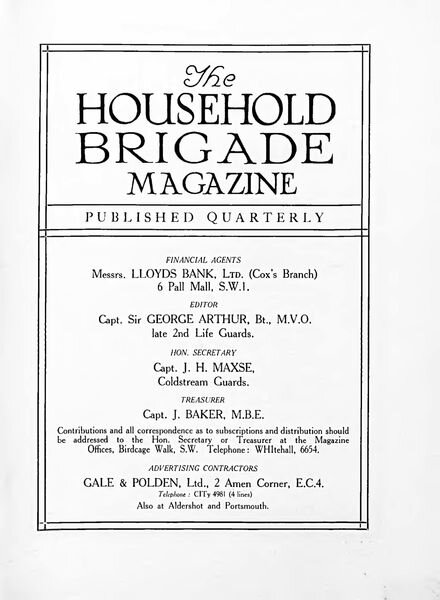 The Guards Magazine – Summer 1936 Cover