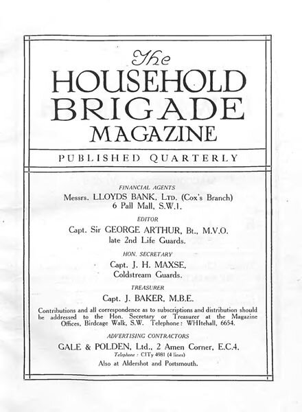 The Guards Magazine – Winter 1935 Cover