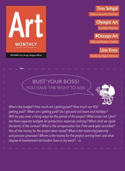 Art Monthly – September 2012 Cover