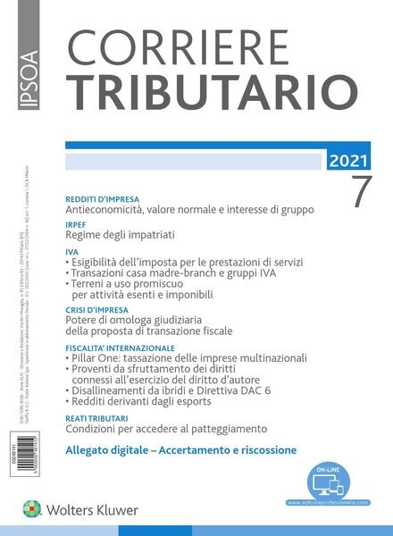 Corriere Tributario – Luglio 2021 Cover