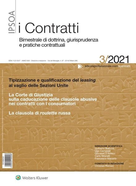 I Contratti – Giugno 2021 Cover