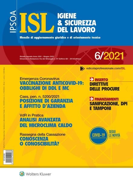 Igiene & Sicurezza del Lavoro – Giugno 2021 Cover