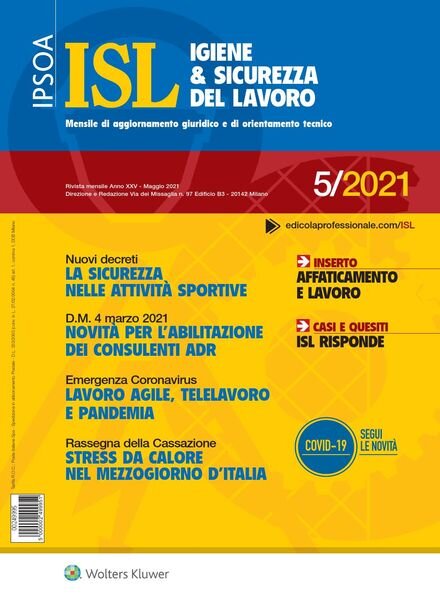 Igiene & Sicurezza del Lavoro – Maggio 2021 Cover