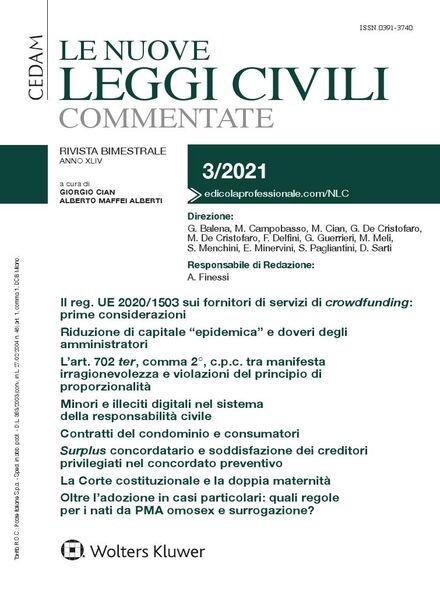 Le Nuove Leggi Civili Commentate – Maggio-Giugno 2021 Cover