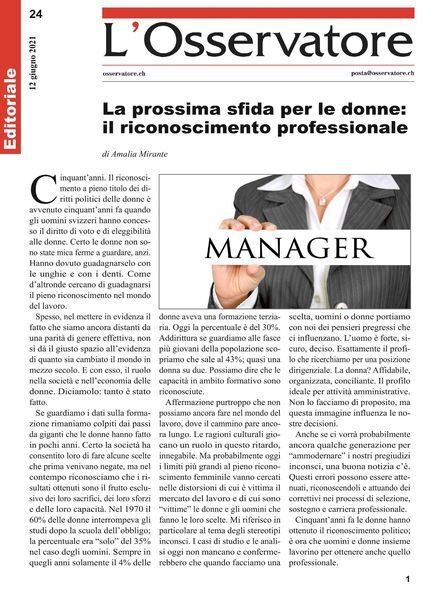 L’Osservatore – 12 giugno 2021 Cover