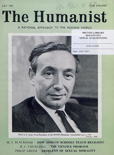 New Humanist – The Humanist, July 1963 Cover
