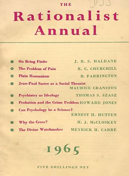 New Humanist – The Rationalist Annual, 1965 Cover