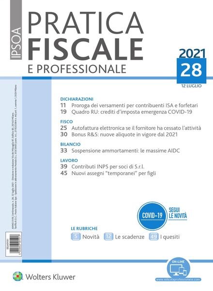 Pratica Fiscale e Professionale – 12 Luglio 2021 Cover