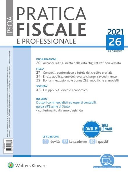 Pratica Fiscale e Professionale – 28 Giugno 2021 Cover