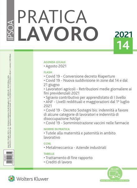 Pratica Lavoro – 10 Luglio 2021 Cover