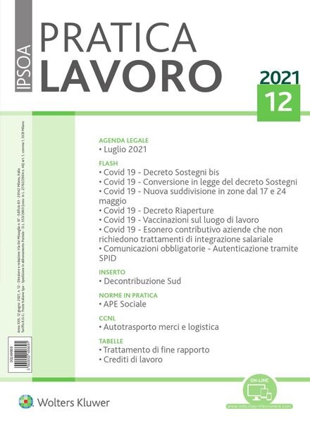 Pratica Lavoro – 12 Giugno 2021 Cover