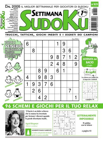 Settimana Sudoku – 30 giugno 2021 Cover
