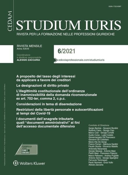 Studium Iuris – Giugno 2021 Cover