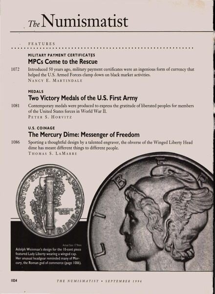 The Numismatist – September 1996 Cover