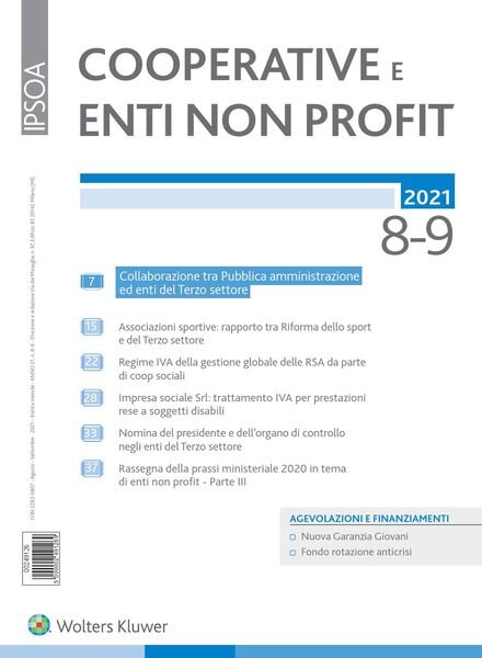 Cooperative e enti non profit – Agosto-Settembre 2021 Cover