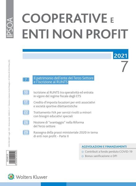 Cooperative e enti non profit – Luglio 2021 Cover