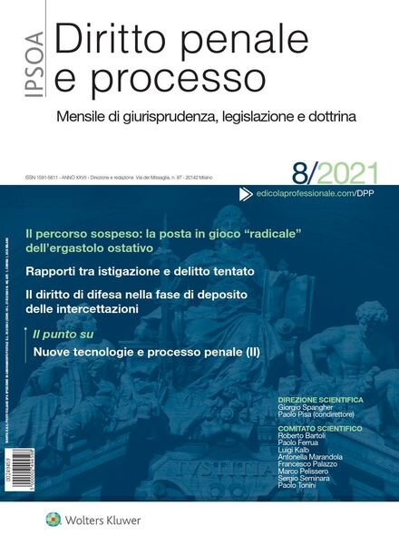 Diritto Penale e Processo – Agosto 2021 Cover