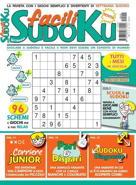 Facili Sudoku – agosto 2021 Cover