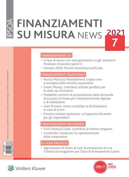 Finanziamenti su misura news – Luglio 2021 Cover