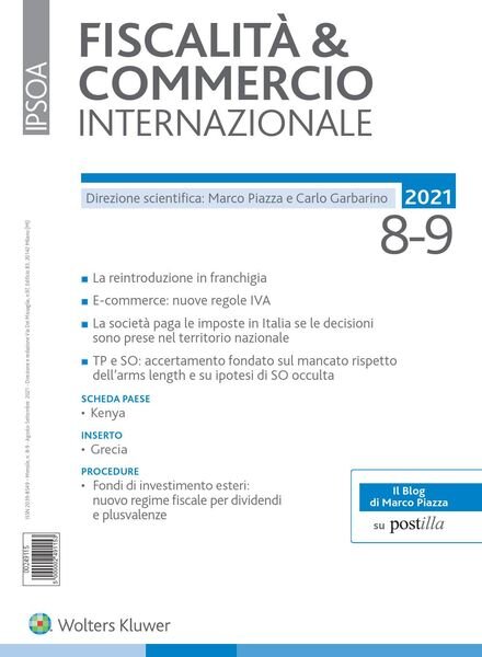 Fiscalita & Commercio Internazionale – Agosto-Settembre 2021 Cover
