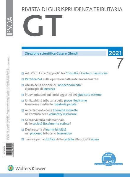 GT Rivista di Giurisprudenza Tributaria – Luglio 2021 Cover