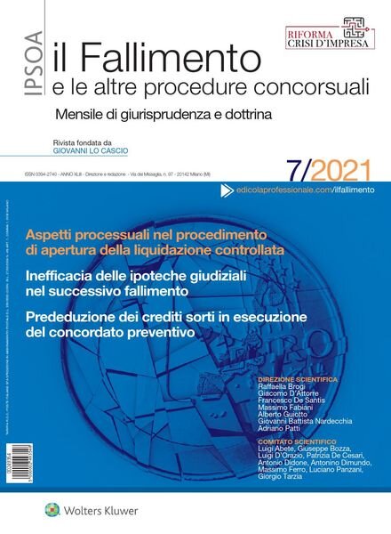 Il Fallimento – Luglio 2021 Cover