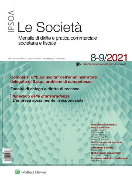 Le Societa – Agosto-Settembre 2021 Cover