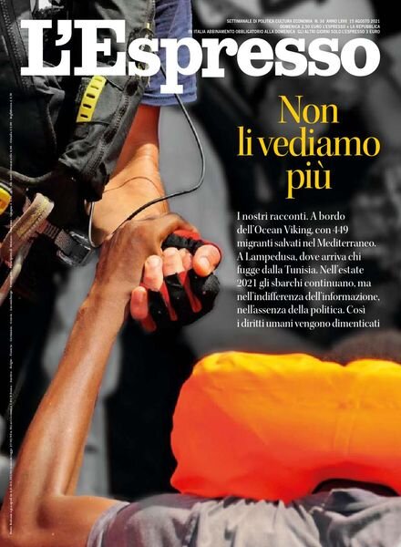 l’Espresso – 15 Agosto 2021 Cover