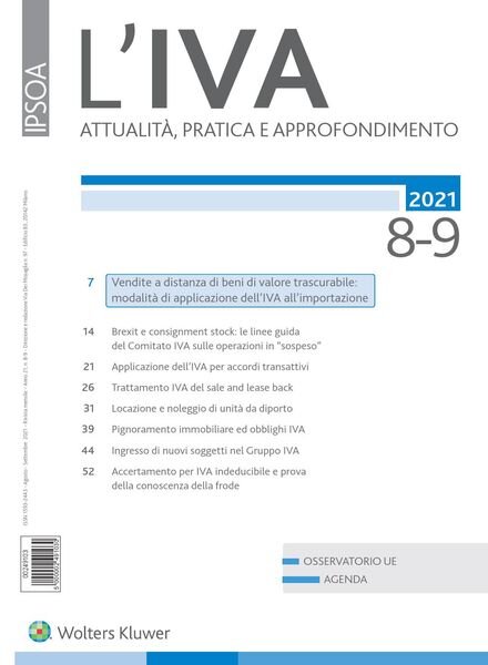 L’IVA – Agosto-Settembre 2021 Cover