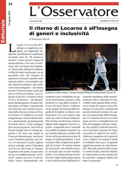 L’Osservatore – 14 agosto 2021 Cover