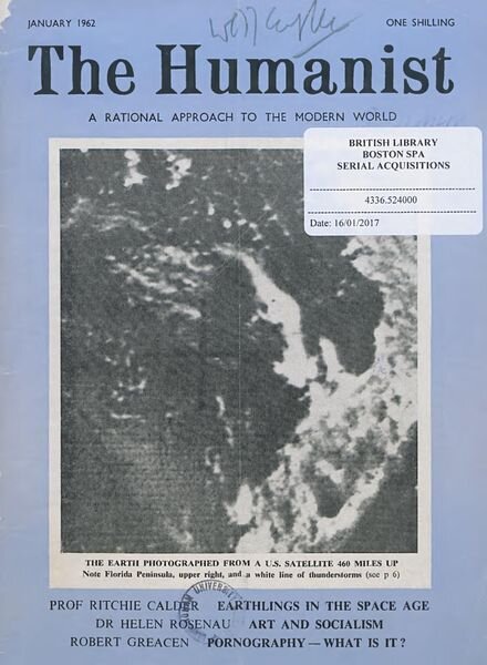 New Humanist – The Humanist, January 1962 Cover