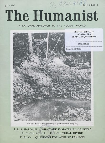 New Humanist – The Humanist, July 1962 Cover