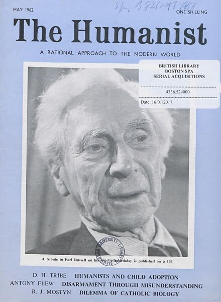 New Humanist – The Humanist, May 1962 Cover