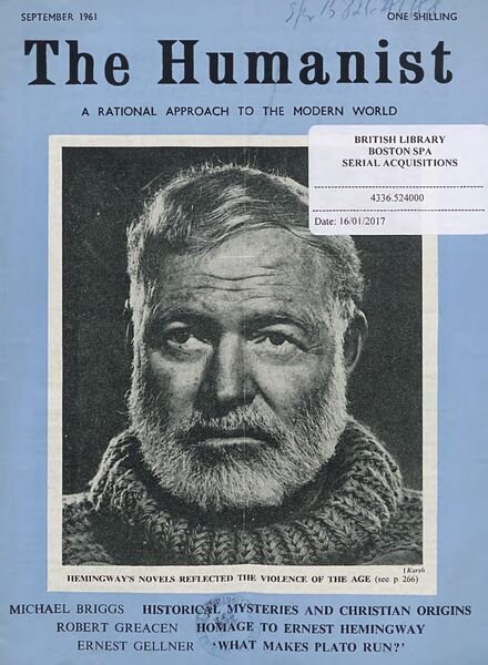 New Humanist – The Humanist, September 1961 Cover