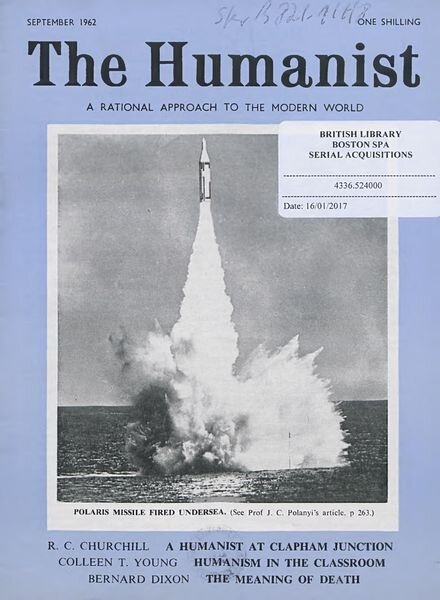 New Humanist – The Humanist, September 1962 Cover