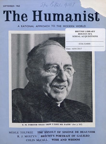 New Humanist – The Humanist, September 1963 Cover
