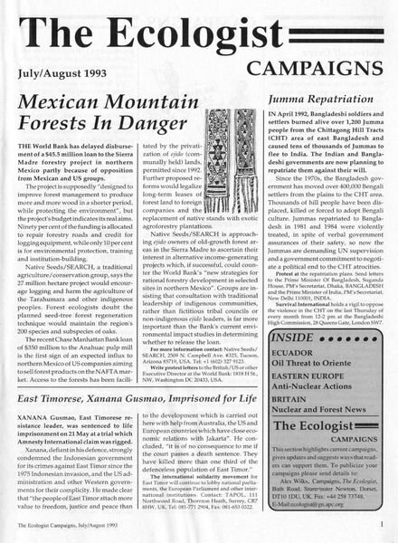 Resurgence & Ecologist – Campaigns July-August 1993 Cover