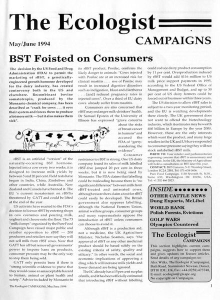 Resurgence & Ecologist – Campaigns May-June 1994 Cover