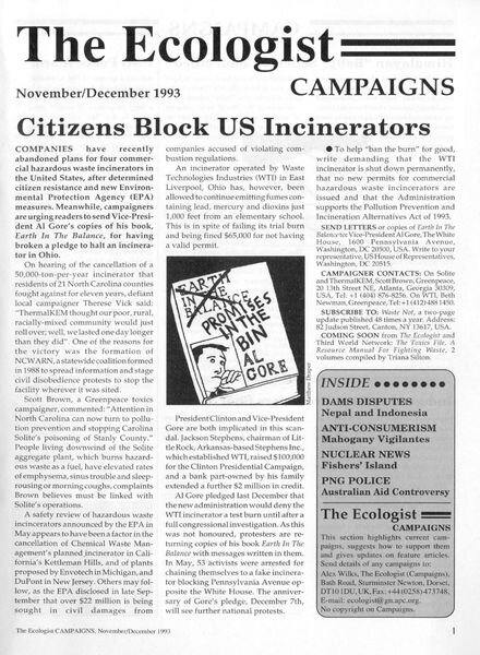 Resurgence & Ecologist – Campaigns Vol 23 N 6 – November-December 1993 Cover